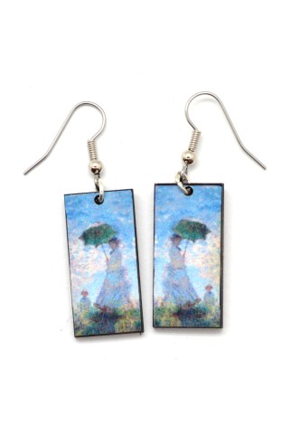 Woman with Parasol Earrings